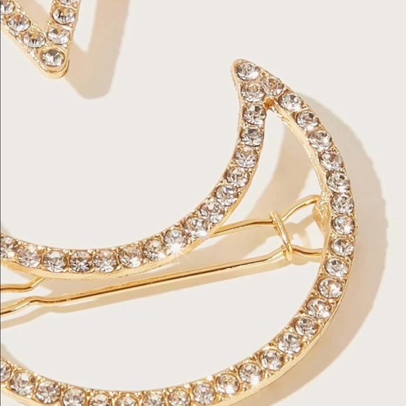 Moon & Star Rhinestone Hair Clips - Picture 3 of 3